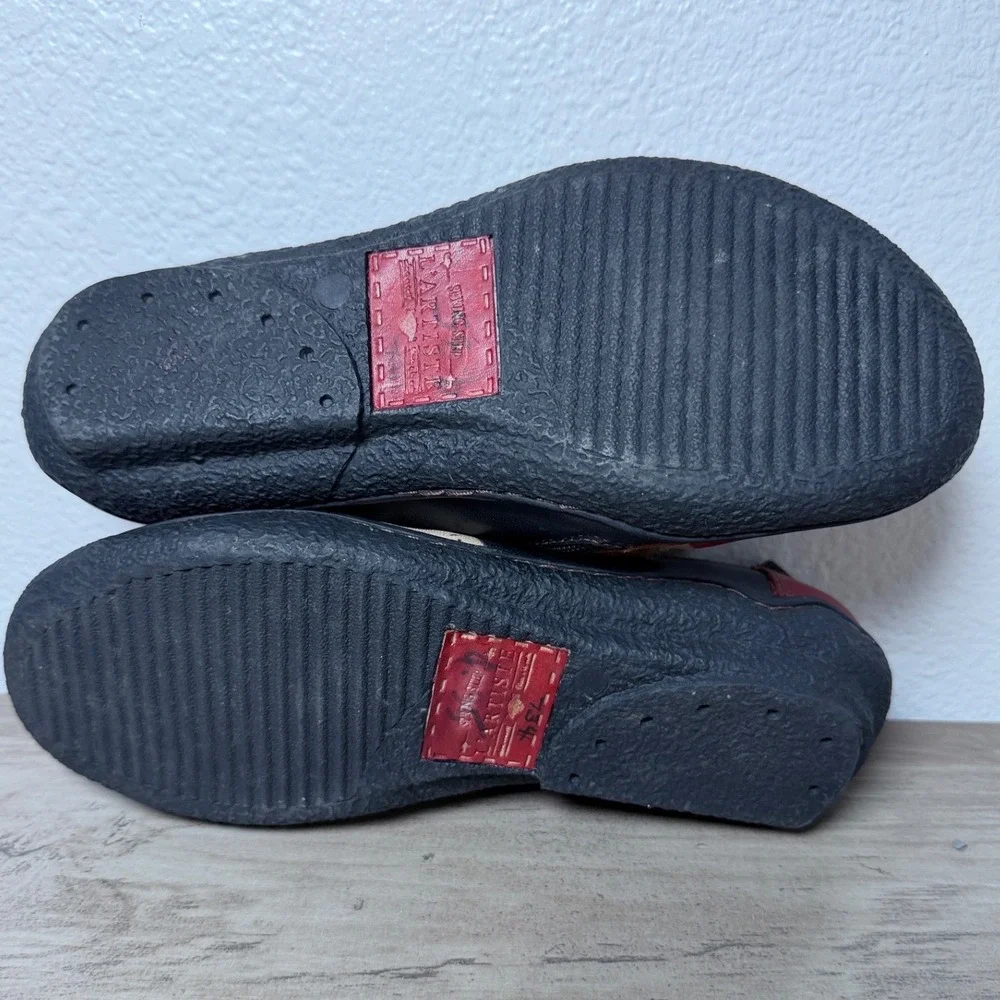 Spring Step L'Artiste Expel Red Multi Color Leather Patchwork Loafers EU‎ 37